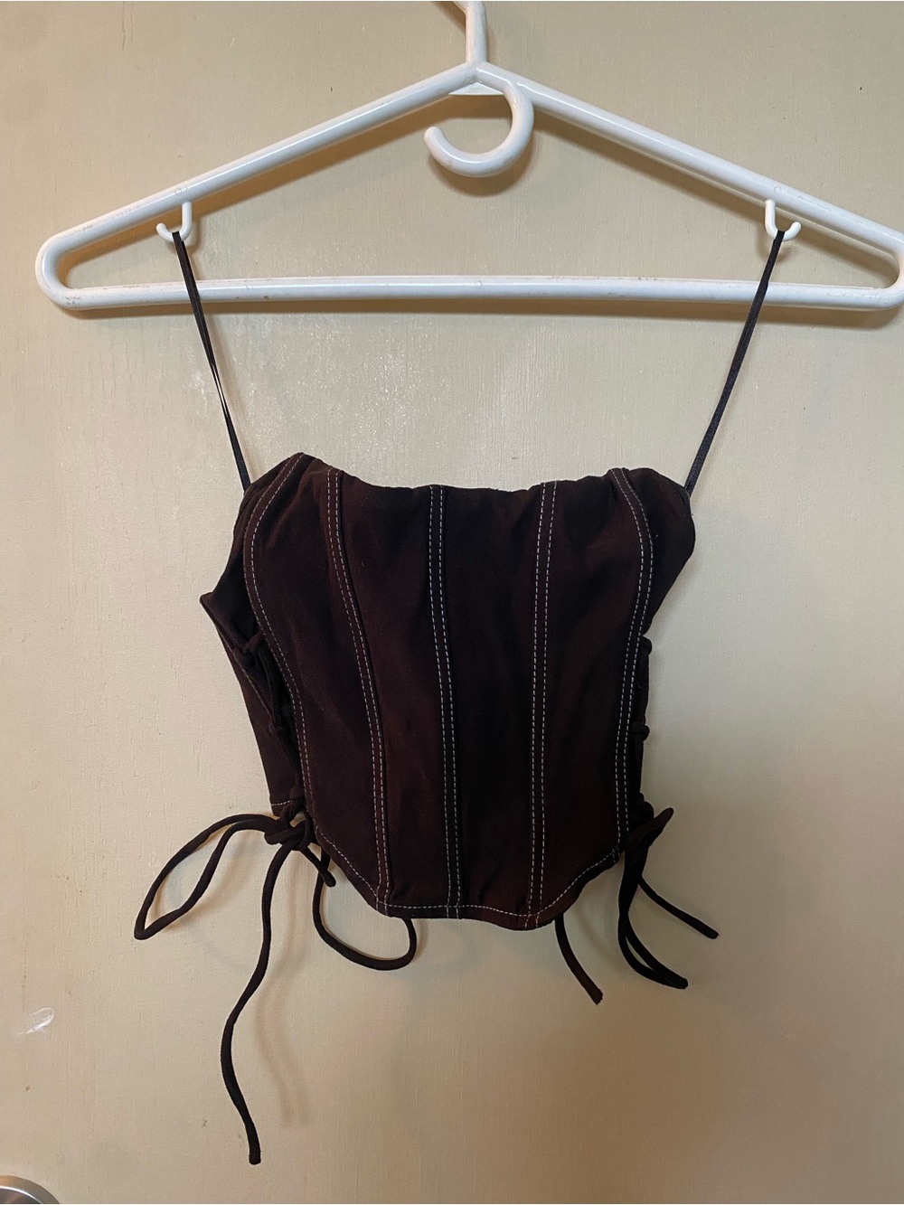 Garage Black Corset Crop Top with Spaghetti Straps